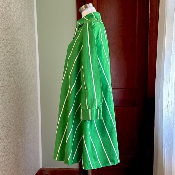 VINTAGE Marimekko Green Striped Dress, Size 38 (L) - Picture 3 of 7